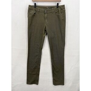 PrAna Kara Pants Womens 14 Green Organic Cotton Twill Skinny Stretch Casual Camp